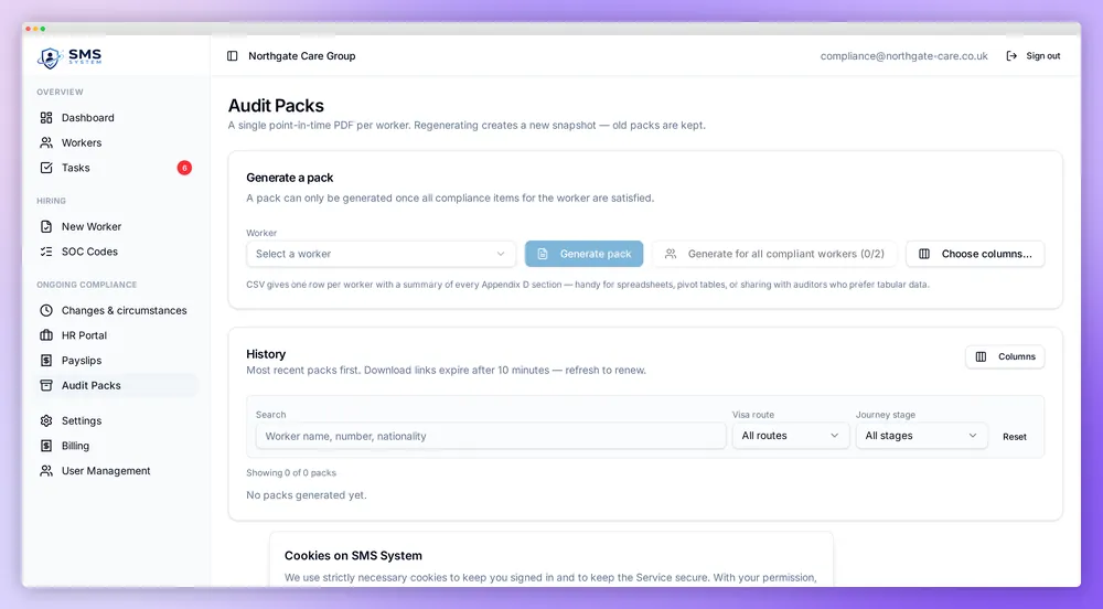One-click audit pack ready for a UKVI compliance visit